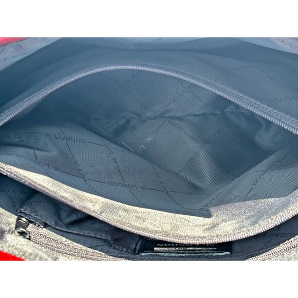 M London Red Leather Snakeskin Like Embossed Leather Purse Tote Signature Lining - Picture 10 of 16